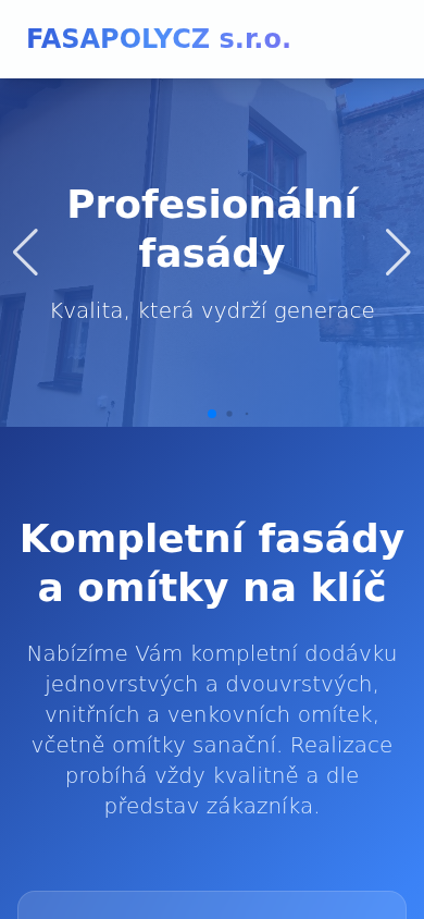 Fasapoly mobile home page with header, hero section and content intro